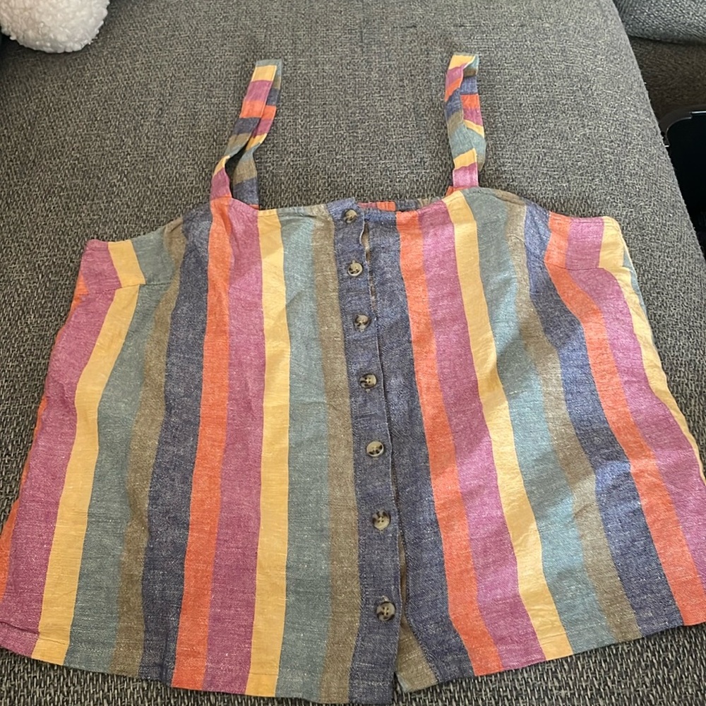Madewell Rainbow Striped Chambray Tank